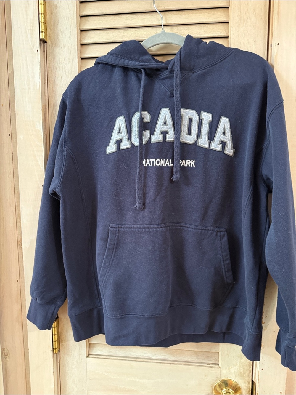 Acadia National Park Navy Hoodie Sweatshirt - Men's Cozy Pullover Medium